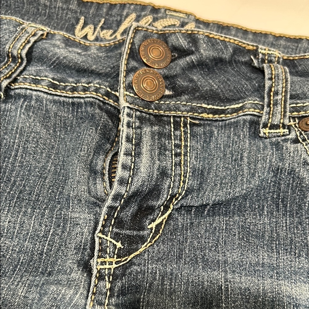 Wallflower Blue Jean Shorts with Frayed Hem - Picture 4 of 7